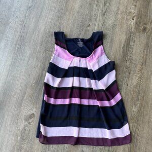 Chiffon-Overlay Shell Stripe Blouse - Violet Naples New York & Company - Small